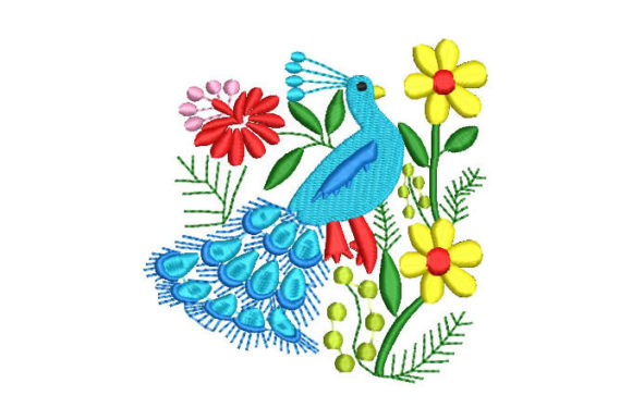 Peacock Design with Flowers
