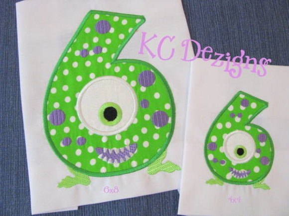 Silly Monster Number 6 Applique