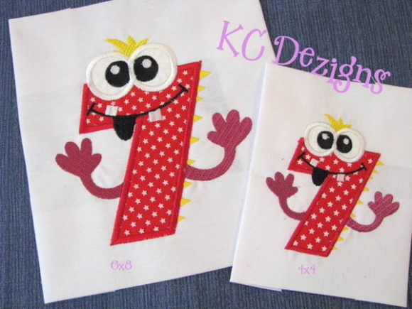 Silly Monster Number 7 Applique Design