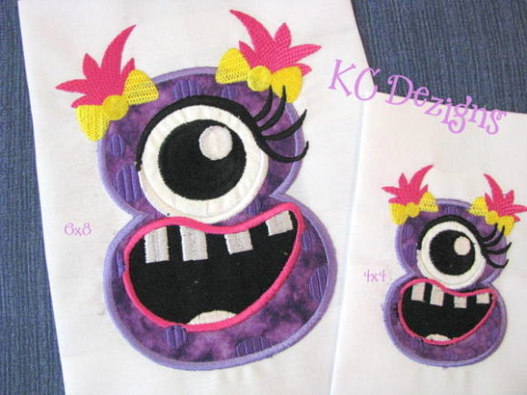 Silly Monster Number 8 Applique Design