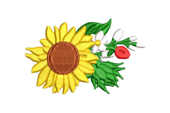 Sunflower with Green Leaves